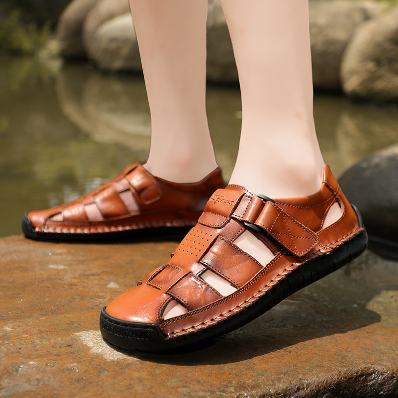 Men's Summer Breathable Stitched Beach Sandals Lightweight Comfortable Trendy Outdoor Casual Walking Shoes 2026