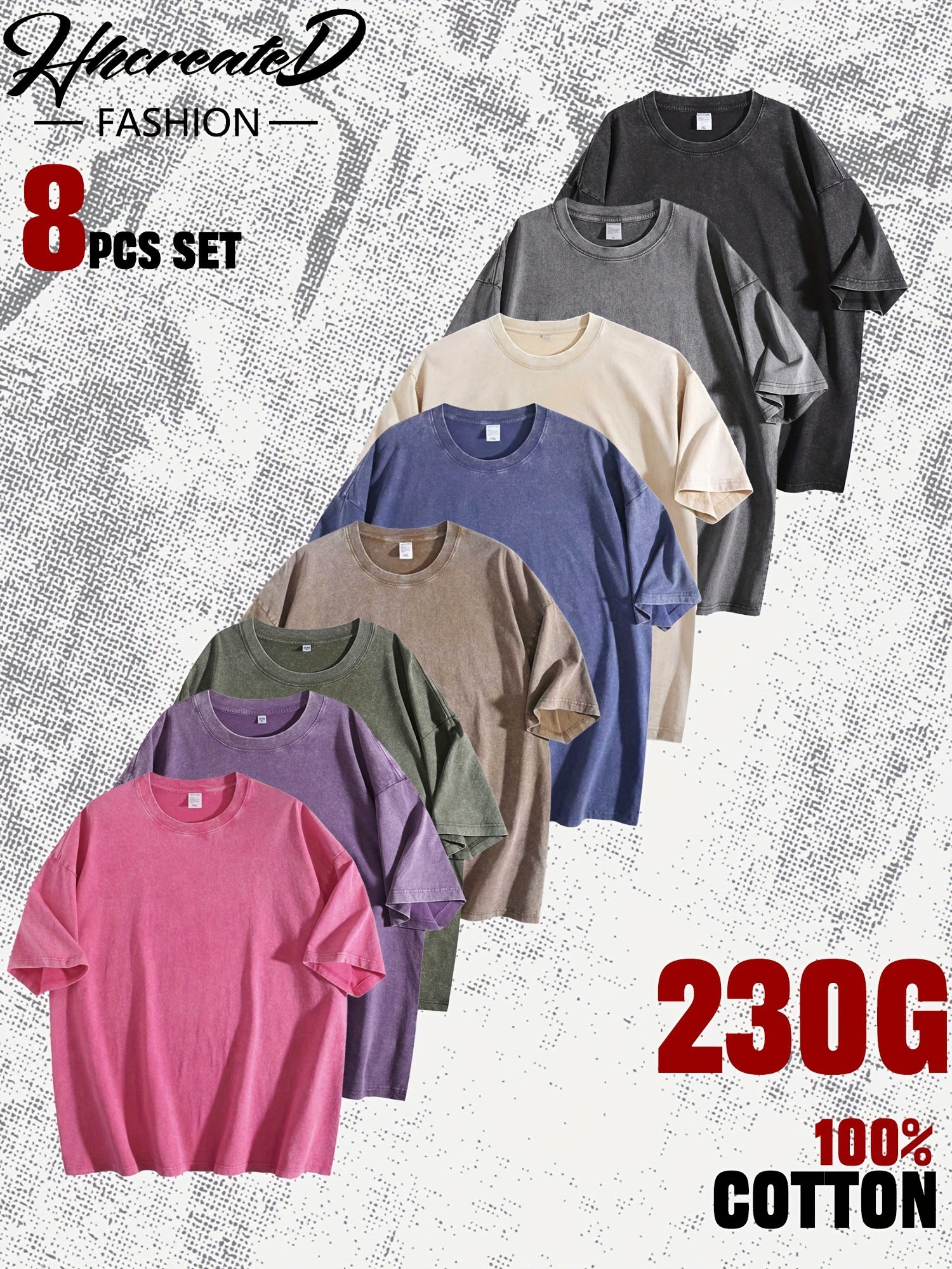 8pcs set of Men's solid color T-shirts 100% | 100% Soft and Lightweight- Suitable for Daily Commuting, Home Leisure, Sports Layering, and Outdoor Activities, Breathable Sweat-Absorbing T-Shirt, Not Stuffy, Comfortable and Versatile