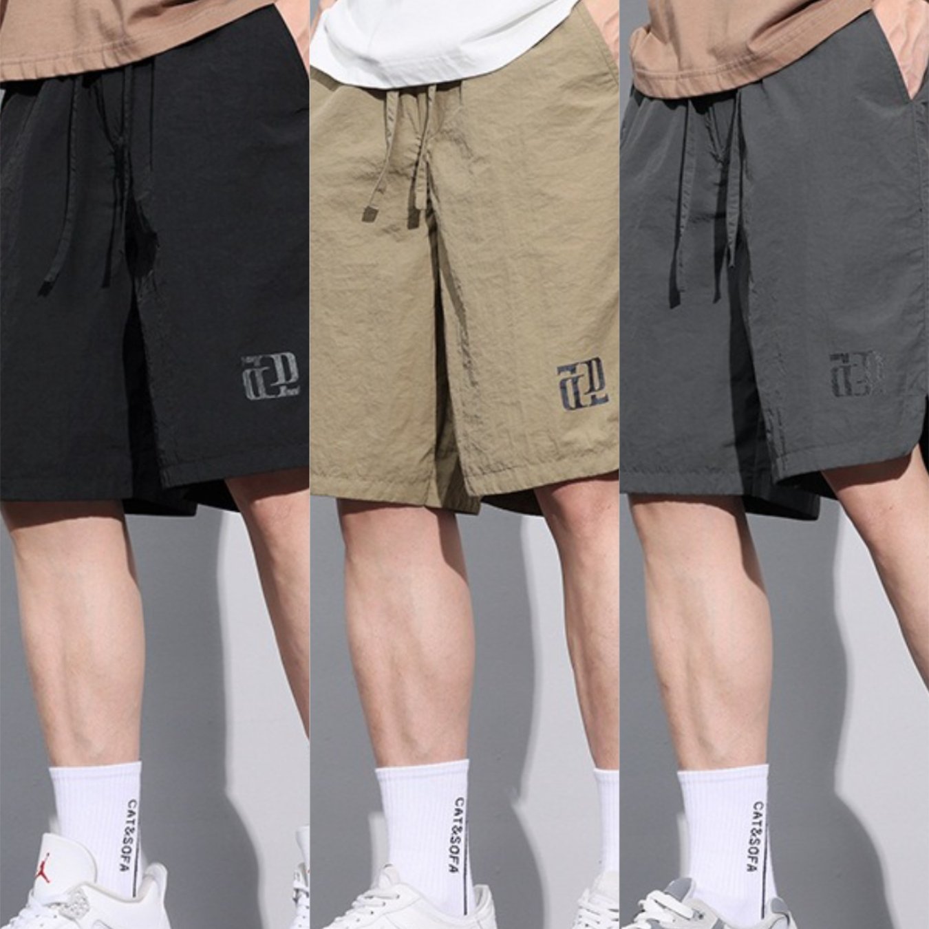 HERTALK 3pcs Men'S Summer Breathable Cargo Pants, Thin Quick-Drying Sports Shorts, Casual Five-Point Pants