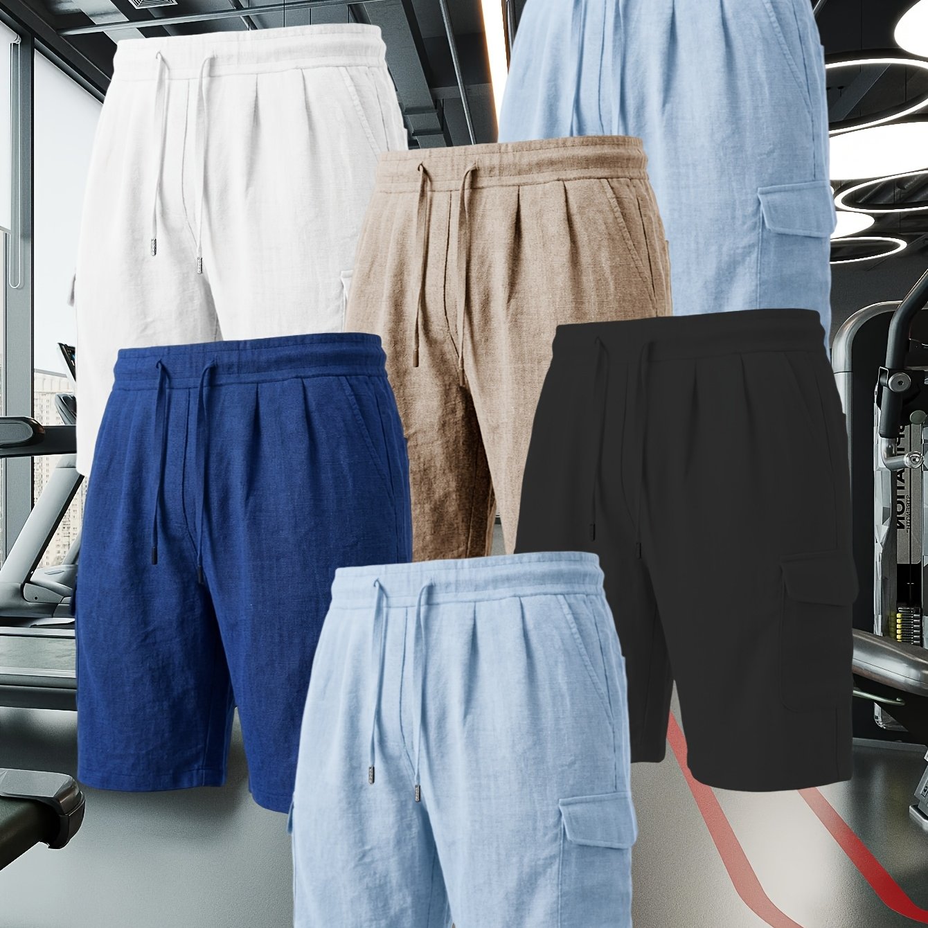 6pcs Men'S Casual Athletic Shorts |, Lightweight, Loose Straight Leg, Breathable, Solid Color, Regular Fit, Summer Beach Shorts, Perfect Gift for Husbands and Fathers