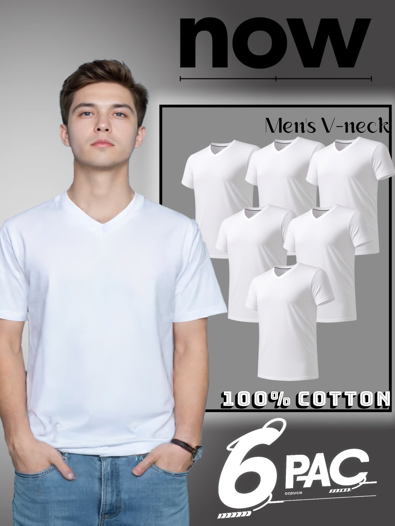 Set Of Six Pure White V-necks, 100% Cotton Breathing. Minimalist Silhouette, Gently Wrapped, Comfortable As The Wind. Unassuming, But with Its Own Light It Is Suitable for The One You Love The Most