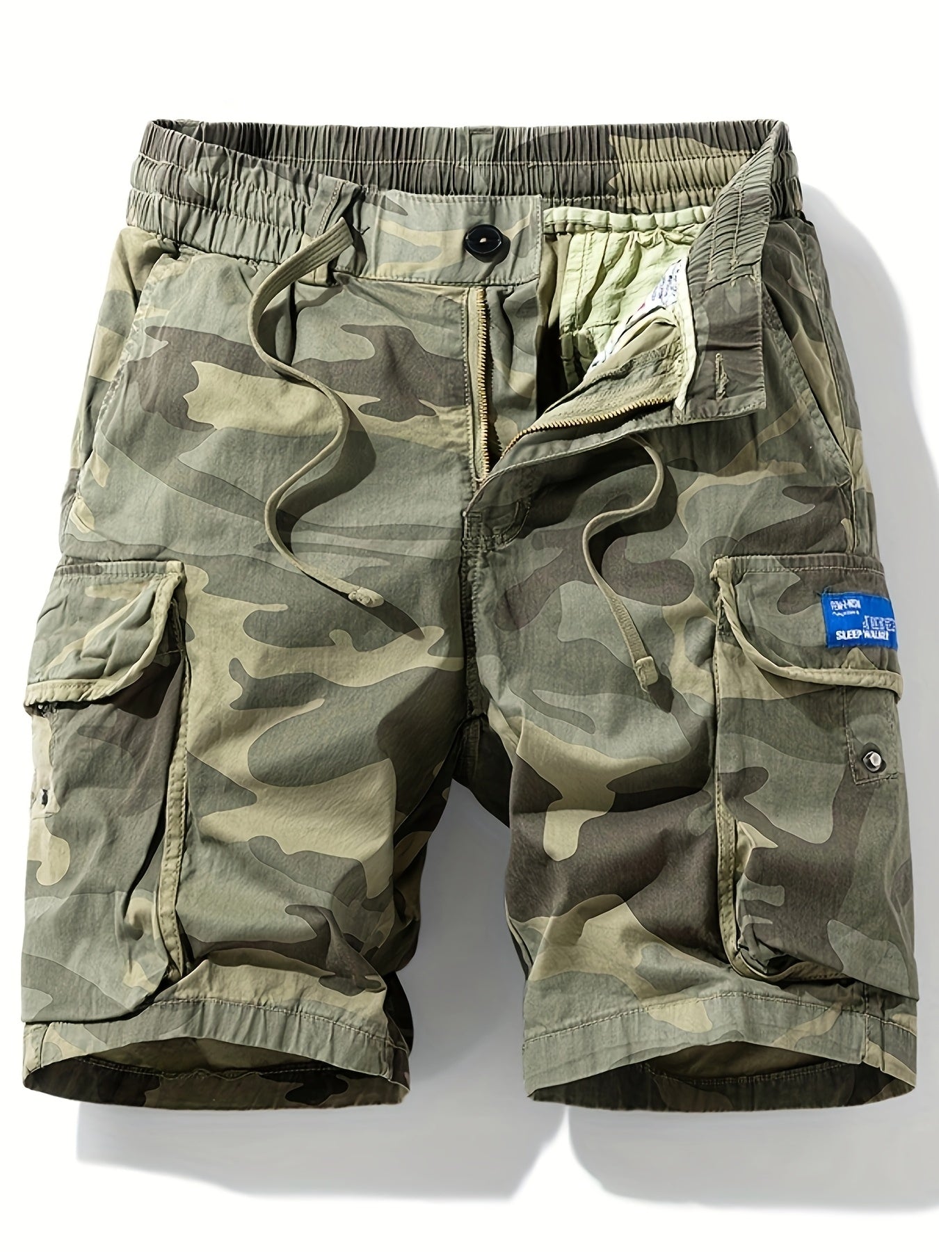 Men's Summer Shorts, Men's Outdoor Sports Street Hiking Camouflage Pants, Multi-pocket Trendy Loose Wide-leg Casual Fashion Simple Durable Drawstring Cargo Shorts