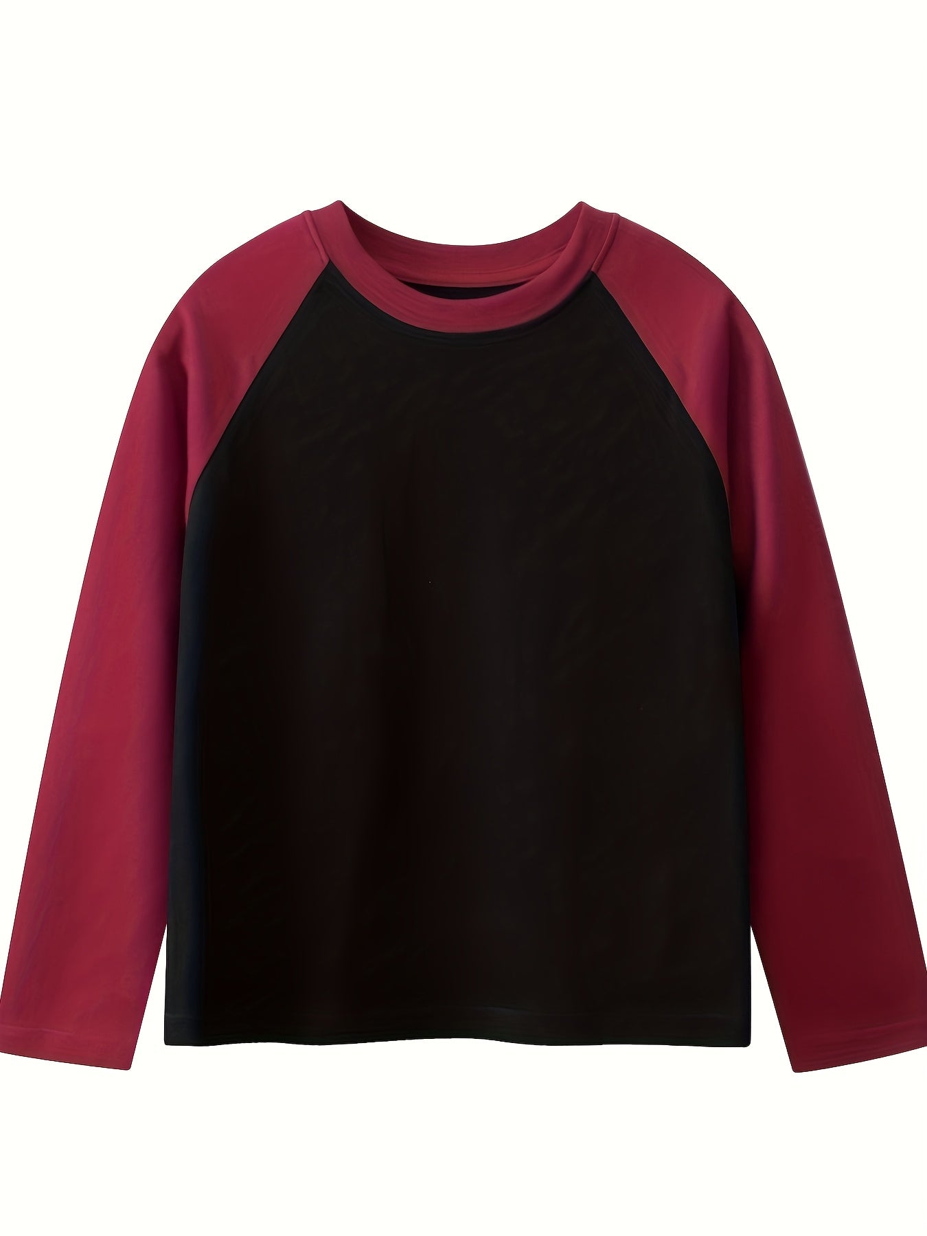 Set of 5 Fashionable Long-Sleeved T-Shirts for Older Children, Spring And Autumn, Round Neck, Color-Blocked Sleeves, Solid Color Tops for Boys And Girls