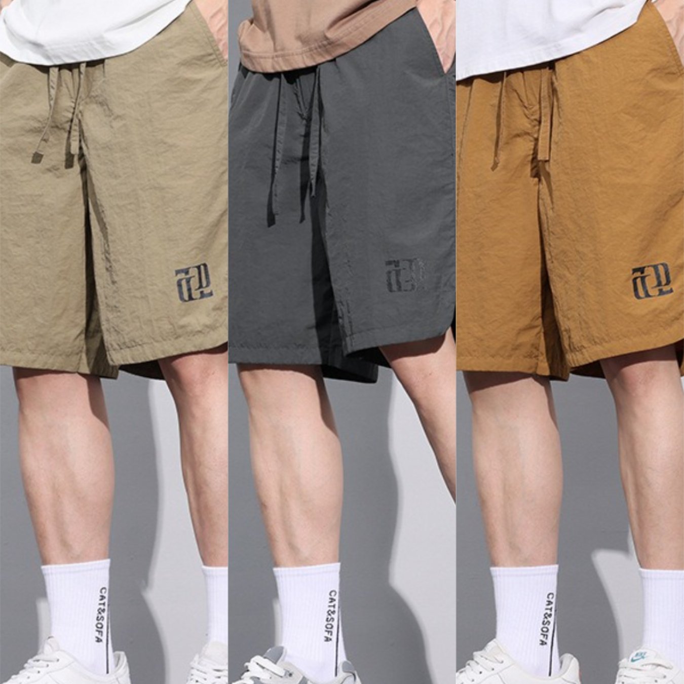 HERTALK 3pcs Men'S Summer Breathable Cargo Pants, Thin Quick-Drying Sports Shorts, Casual Five-Point Pants