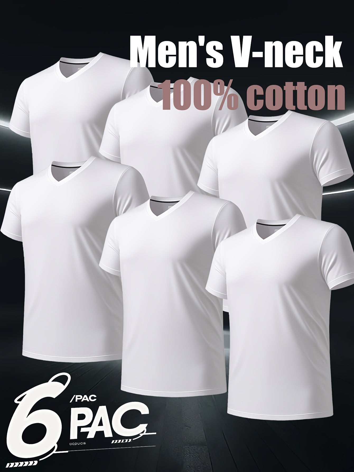 Set Of Six Pure White V-necks, 100% Cotton Breathing. Minimalist Silhouette, Gently Wrapped, Comfortable As The Wind. Unassuming, But with Its Own Light It Is Suitable for The One You Love The Most