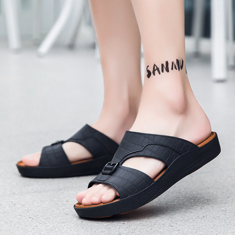 Summer Fashion Outdoor Dad Slippers, Plus Size Thick Sole Men's Casual Slippers