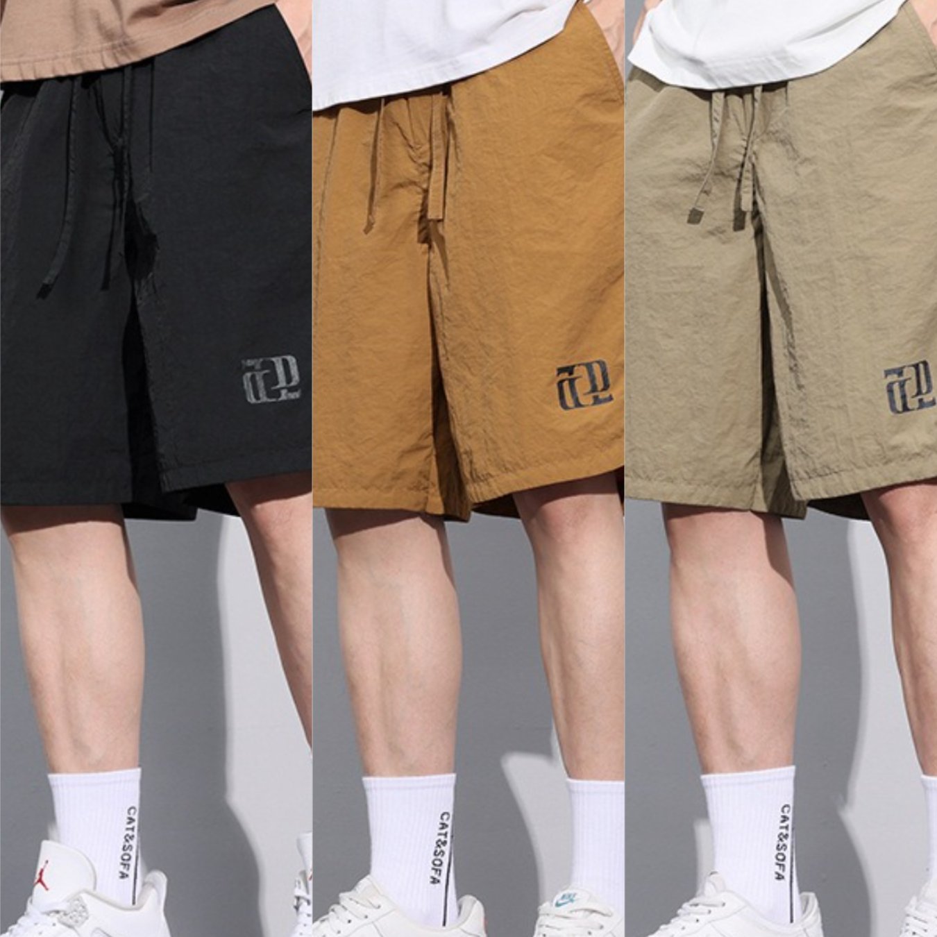 HERTALK 3pcs Men'S Summer Breathable Cargo Pants, Thin Quick-Drying Sports Shorts, Casual Five-Point Pants