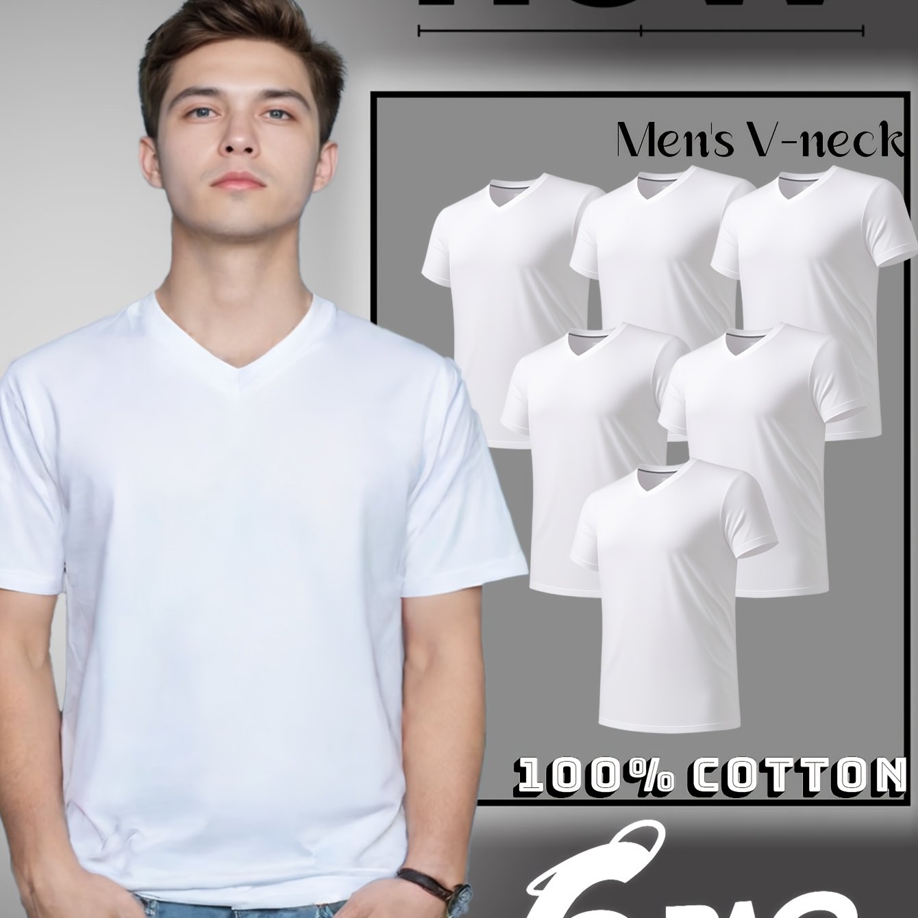 Set Of Six Pure White V-necks, 100% Cotton Breathing. Minimalist Silhouette, Gently Wrapped, Comfortable As The Wind. Unassuming, But with Its Own Light It Is Suitable for The One You Love The Most