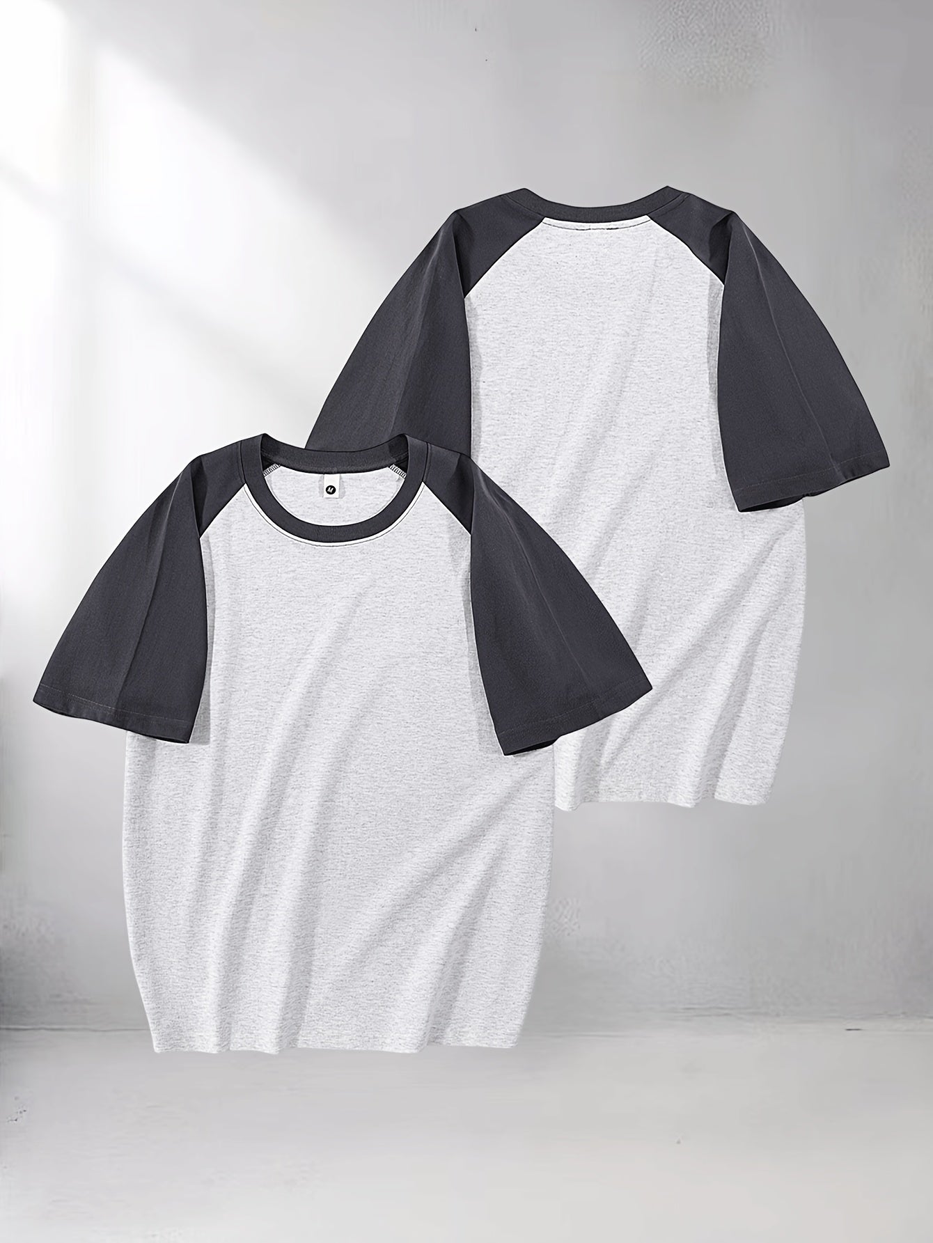 3pcs Men's Cotton Raglan T-Shirt - Color Block Contrast Short Sleeve Crew Neck Tee with Raglan Sleeves, Casual Summer Basic Shirts Suitable for Casual Attire, Gym, Layering, Machine Washable